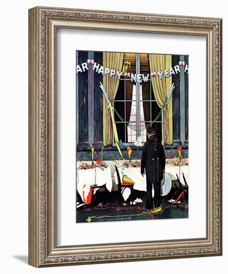 "Party's Over" or "Happy New Year", December 29,1945-Norman Rockwell-Framed Giclee Print