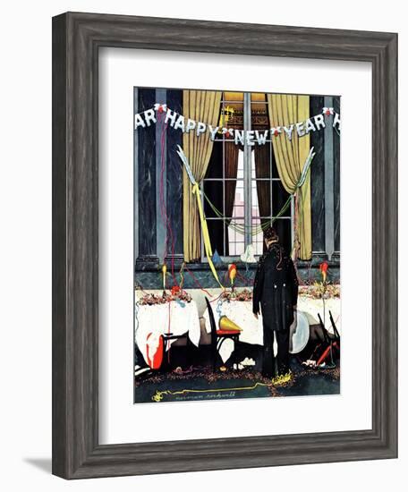 "Party's Over" or "Happy New Year", December 29,1945-Norman Rockwell-Framed Giclee Print