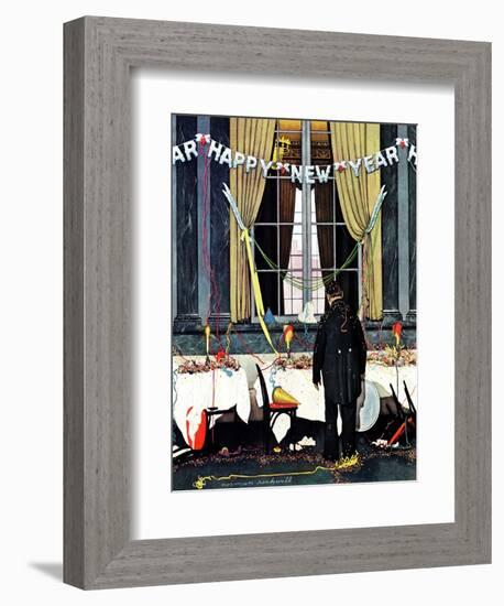 "Party's Over" or "Happy New Year", December 29,1945-Norman Rockwell-Framed Giclee Print