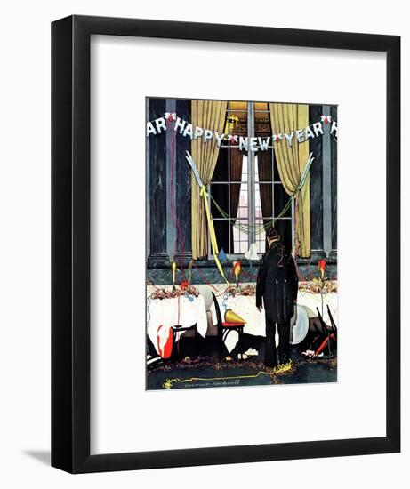 "Party's Over" or "Happy New Year", December 29,1945-Norman Rockwell-Framed Giclee Print