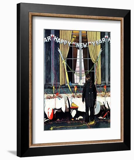 "Party's Over" or "Happy New Year", December 29,1945-Norman Rockwell-Framed Giclee Print