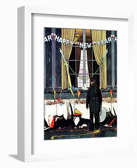 "Party's Over" or "Happy New Year", December 29,1945-Norman Rockwell-Framed Giclee Print
