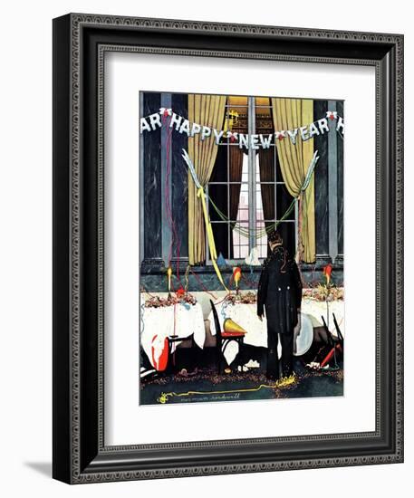 "Party's Over" or "Happy New Year", December 29,1945-Norman Rockwell-Framed Giclee Print