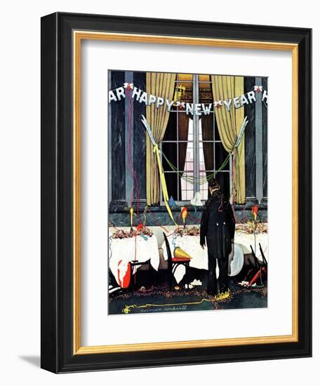 "Party's Over" or "Happy New Year", December 29,1945-Norman Rockwell-Framed Giclee Print