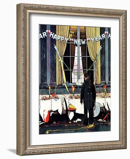 "Party's Over" or "Happy New Year", December 29,1945-Norman Rockwell-Framed Giclee Print