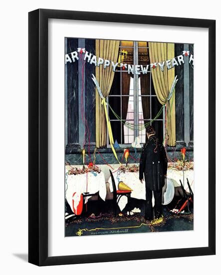 "Party's Over" or "Happy New Year", December 29,1945-Norman Rockwell-Framed Giclee Print