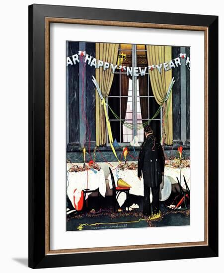 "Party's Over" or "Happy New Year", December 29,1945-Norman Rockwell-Framed Giclee Print