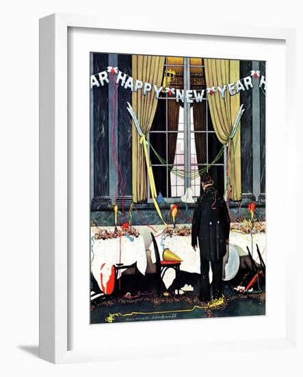 "Party's Over" or "Happy New Year", December 29,1945-Norman Rockwell-Framed Giclee Print