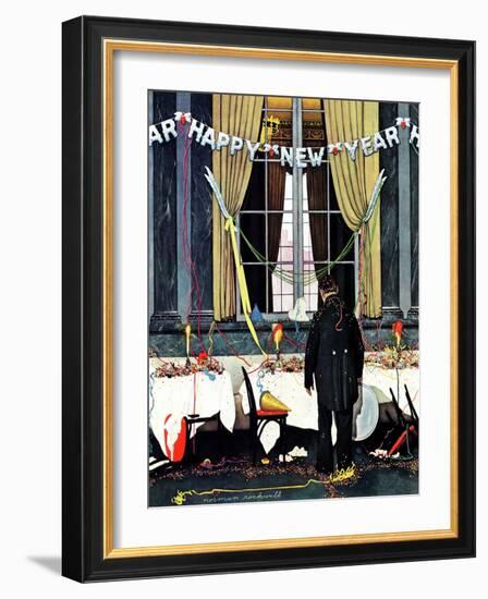 "Party's Over" or "Happy New Year", December 29,1945-Norman Rockwell-Framed Giclee Print