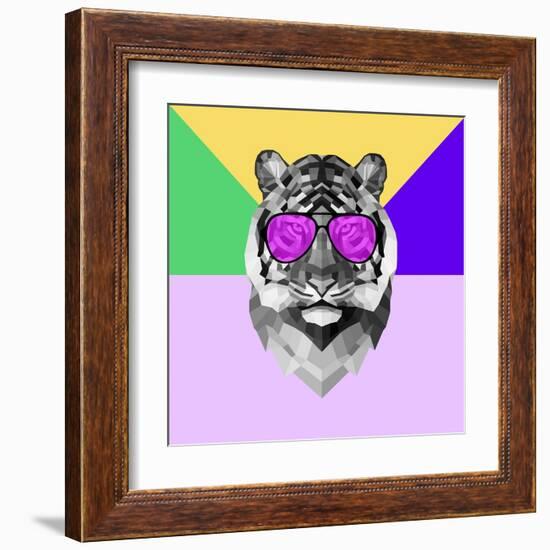 Party Tiger in Glasses-Lisa Kroll-Framed Art Print