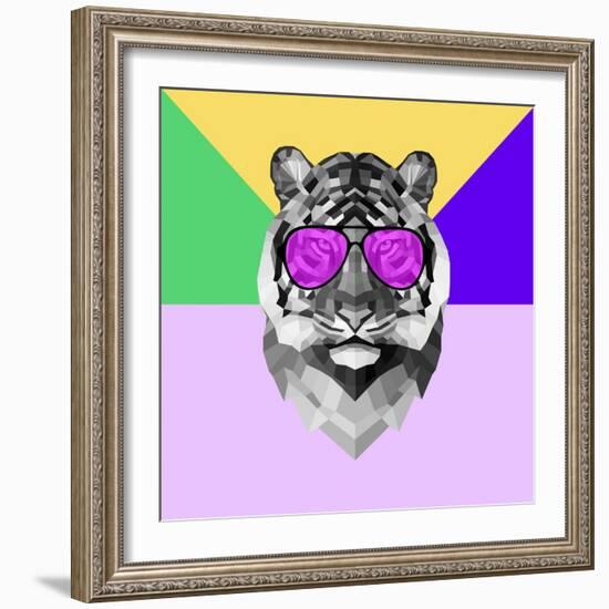 Party Tiger in Glasses-Lisa Kroll-Framed Art Print