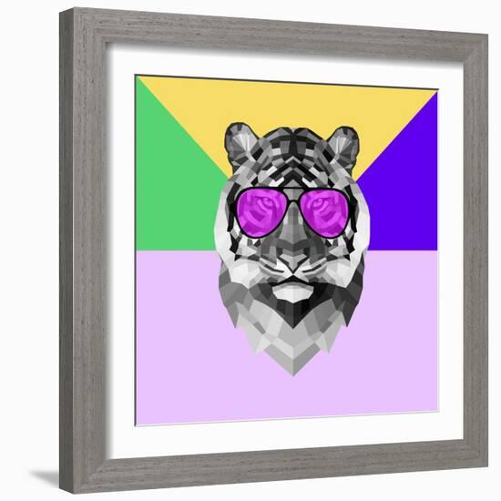 Party Tiger in Glasses-Lisa Kroll-Framed Art Print