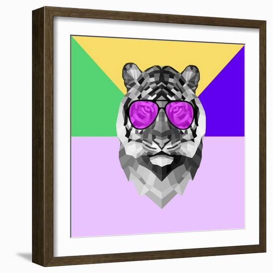 Party Tiger in Glasses-Lisa Kroll-Framed Art Print