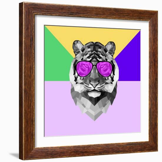 Party Tiger in Glasses-Lisa Kroll-Framed Art Print