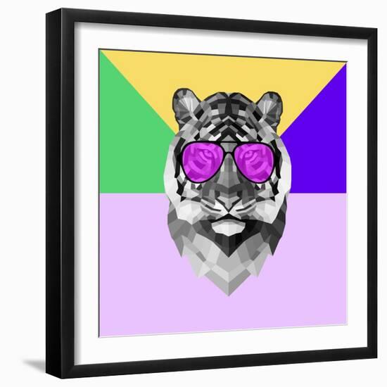 Party Tiger in Glasses-Lisa Kroll-Framed Art Print