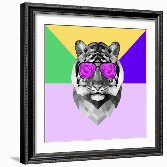 Party Tiger in Glasses-Lisa Kroll-Framed Art Print