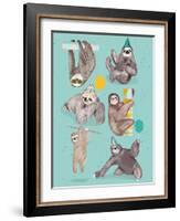 Party With Sloths-Hanna Melin-Framed Art Print