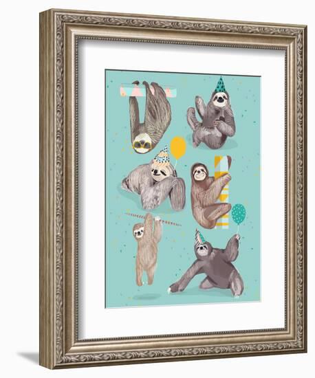 Party With Sloths-Hanna Melin-Framed Art Print