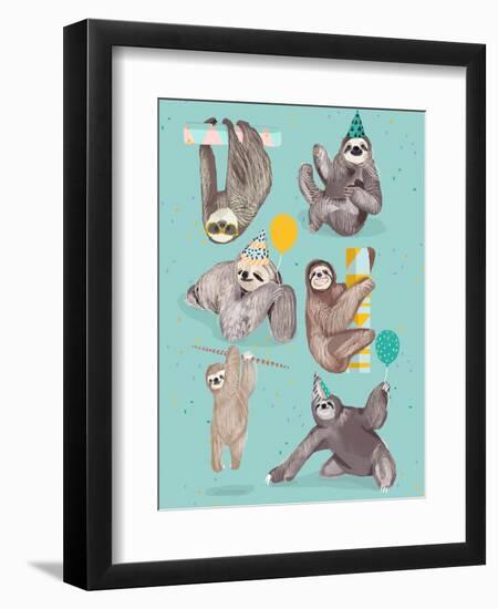 Party With Sloths-Hanna Melin-Framed Art Print