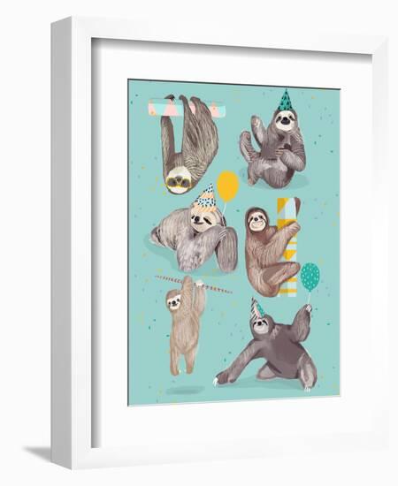 Party With Sloths-Hanna Melin-Framed Art Print