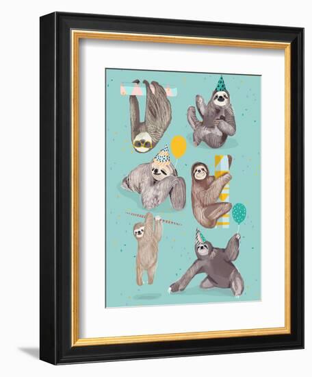 Party With Sloths-Hanna Melin-Framed Art Print