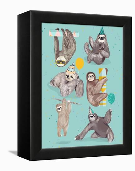 Party With Sloths-Hanna Melin-Framed Stretched Canvas