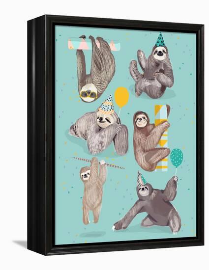 Party With Sloths-Hanna Melin-Framed Stretched Canvas