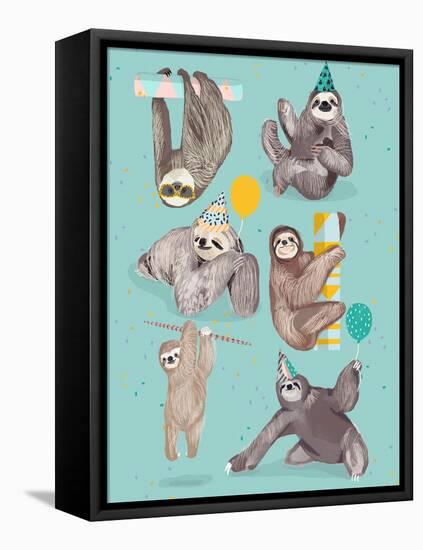 Party With Sloths-Hanna Melin-Framed Stretched Canvas