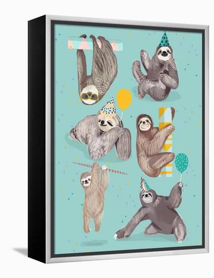 Party With Sloths-Hanna Melin-Framed Stretched Canvas