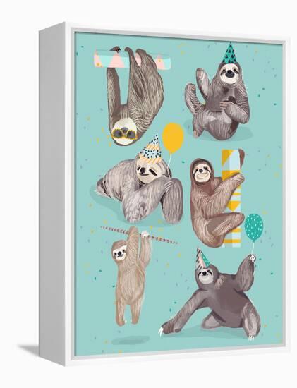 Party With Sloths-Hanna Melin-Framed Stretched Canvas