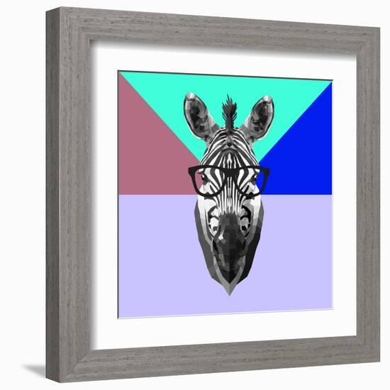 Party Zebra in Glasses-Lisa Kroll-Framed Art Print