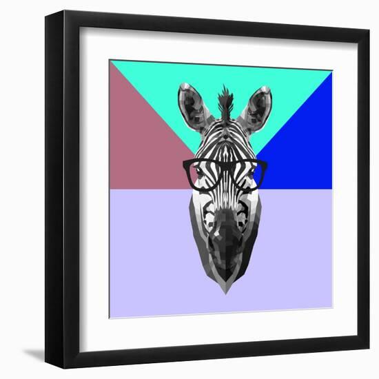 Party Zebra in Glasses-Lisa Kroll-Framed Art Print