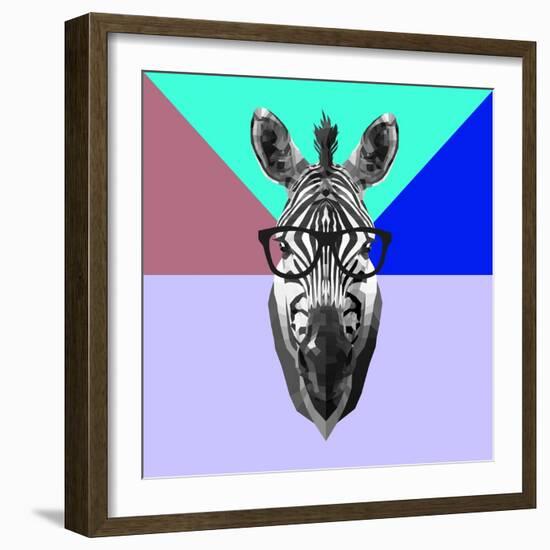 Party Zebra in Glasses-Lisa Kroll-Framed Art Print