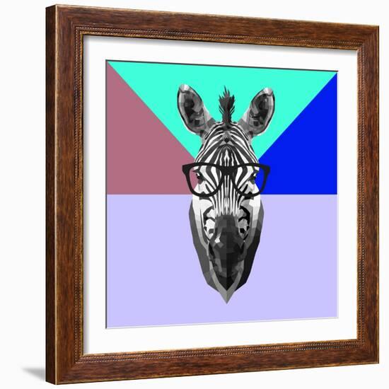 Party Zebra in Glasses-Lisa Kroll-Framed Art Print