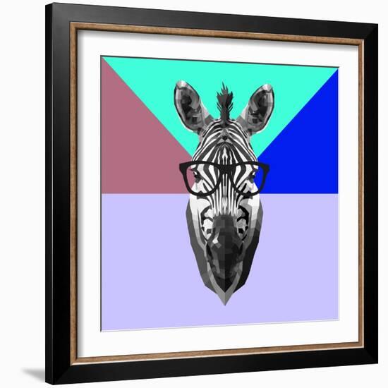 Party Zebra in Glasses-Lisa Kroll-Framed Art Print