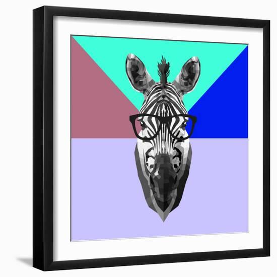 Party Zebra in Glasses-Lisa Kroll-Framed Art Print