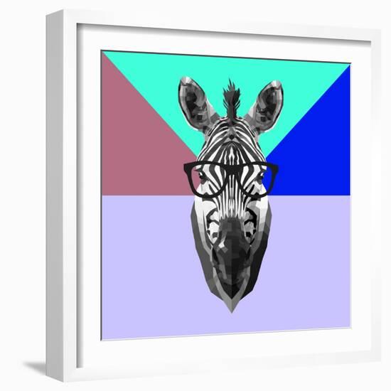 Party Zebra in Glasses-Lisa Kroll-Framed Art Print