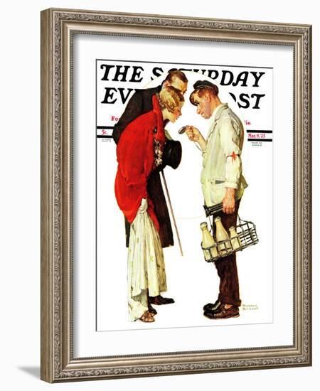 "Partygoers" Saturday Evening Post Cover, March 9,1935-Norman Rockwell-Framed Giclee Print