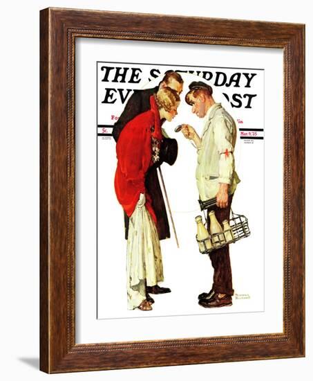 "Partygoers" Saturday Evening Post Cover, March 9,1935-Norman Rockwell-Framed Giclee Print