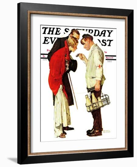 "Partygoers" Saturday Evening Post Cover, March 9,1935-Norman Rockwell-Framed Giclee Print