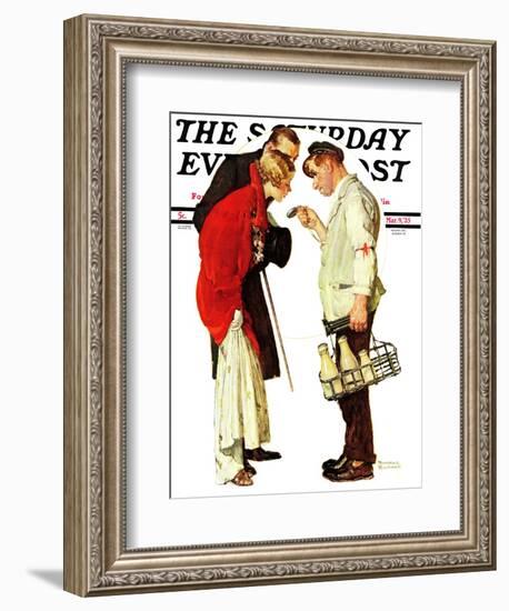 "Partygoers" Saturday Evening Post Cover, March 9,1935-Norman Rockwell-Framed Giclee Print