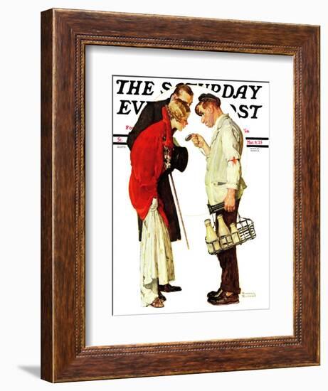 "Partygoers" Saturday Evening Post Cover, March 9,1935-Norman Rockwell-Framed Giclee Print