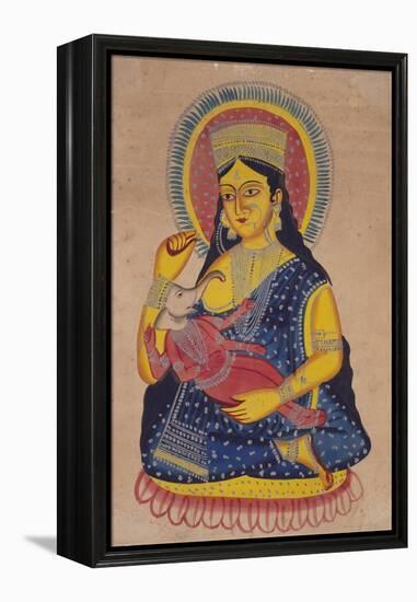 Parvati Nursing Ganesha, India-null-Framed Premier Image Canvas