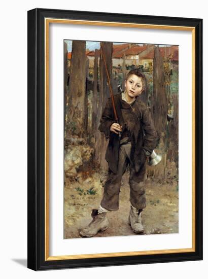 Pas Meche (Nothing Doing) Petit Garcon Travaillant Avec Les Chevaux De Halage Tirant Les Peniches P-Jules Bastien-Lepage-Framed Giclee Print