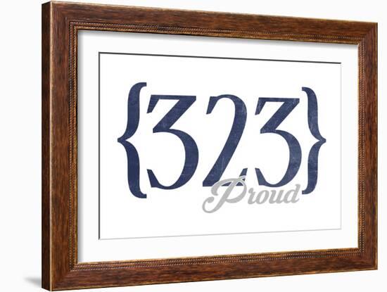 Pasadena, California - 323 Area Code (Blue)-Lantern Press-Framed Art Print