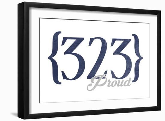 Pasadena, California - 323 Area Code (Blue)-Lantern Press-Framed Art Print