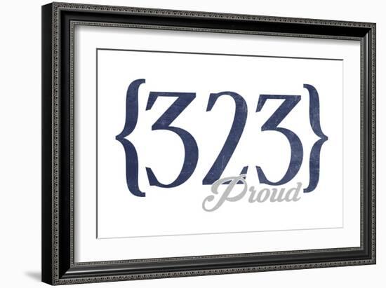 Pasadena, California - 323 Area Code (Blue)-Lantern Press-Framed Art Print