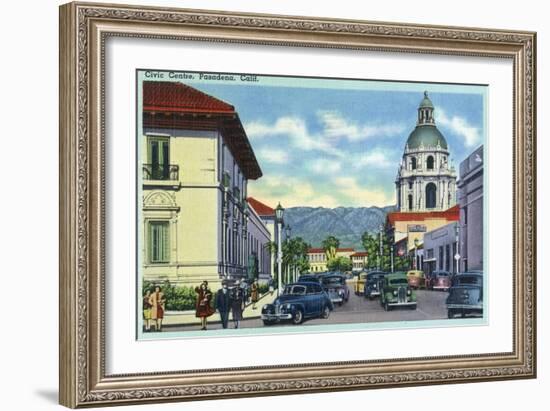 Pasadena, California - Civic Centre Scene-Lantern Press-Framed Art Print