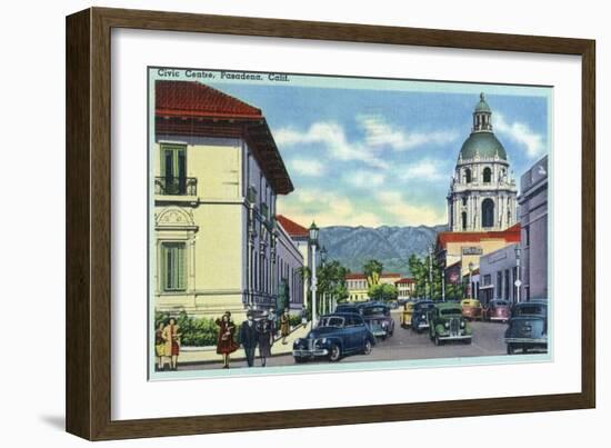 Pasadena, California - Civic Centre Scene-Lantern Press-Framed Art Print