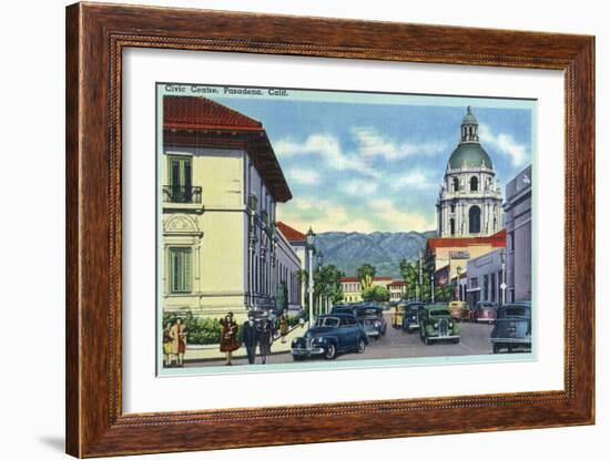 Pasadena, California - Civic Centre Scene-Lantern Press-Framed Art Print